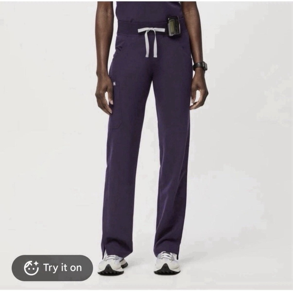 FIGS Purple Shadow Kade Cargo Pants Straight Leg Drawstring Discontinued Size S